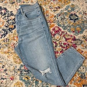 Loft Womens 12 31 petite light wash high waist skinny distressed jeans denim